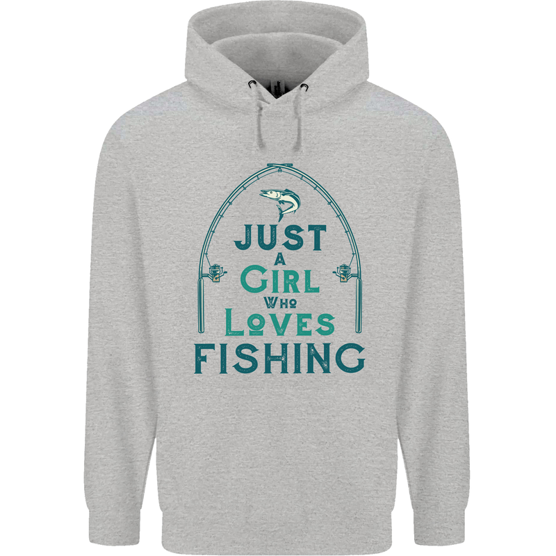 Just a Girl Who Loves Fishing Fisherwoman Mens 80% Cotton Hoodie Sports Grey