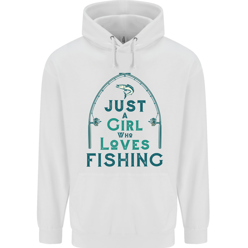 Just a Girl Who Loves Fishing Fisherwoman Mens 80% Cotton Hoodie White