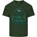 Just a Girl Who Loves Fishing Fisherwoman Mens Cotton T-Shirt Tee Top Forest Green