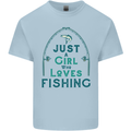 Just a Girl Who Loves Fishing Fisherwoman Mens Cotton T-Shirt Tee Top Light Blue