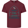 Just a Girl Who Loves Fishing Fisherwoman Mens Cotton T-Shirt Tee Top Maroon