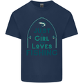 Just a Girl Who Loves Fishing Fisherwoman Mens Cotton T-Shirt Tee Top Navy Blue