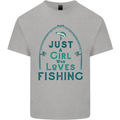 Just a Girl Who Loves Fishing Fisherwoman Mens Cotton T-Shirt Tee Top Sports Grey