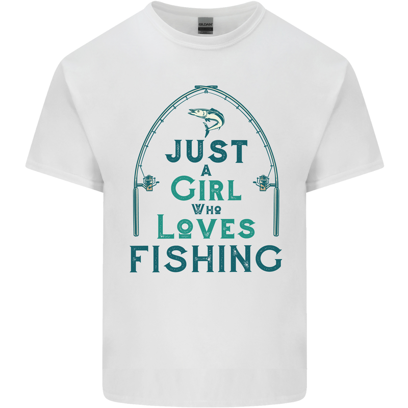 Just a Girl Who Loves Fishing Fisherwoman Mens Cotton T-Shirt Tee Top White