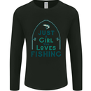 Just a Girl Who Loves Fishing Fisherwoman Mens Long Sleeve T-Shirt Black