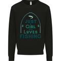 Just a Girl Who Loves Fishing Fisherwoman Mens Sweatshirt Jumper Black