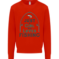 Just a Girl Who Loves Fishing Fisherwoman Mens Sweatshirt Jumper Bright Red