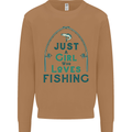 Just a Girl Who Loves Fishing Fisherwoman Mens Sweatshirt Jumper Caramel Latte