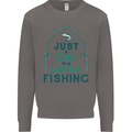 Just a Girl Who Loves Fishing Fisherwoman Mens Sweatshirt Jumper Charcoal