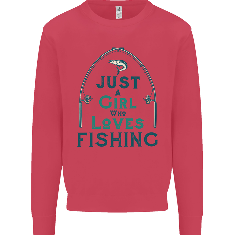 Just a Girl Who Loves Fishing Fisherwoman Mens Sweatshirt Jumper Heliconia
