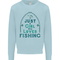 Just a Girl Who Loves Fishing Fisherwoman Mens Sweatshirt Jumper Light Blue