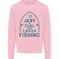 Just a Girl Who Loves Fishing Fisherwoman Mens Sweatshirt Jumper Light Pink