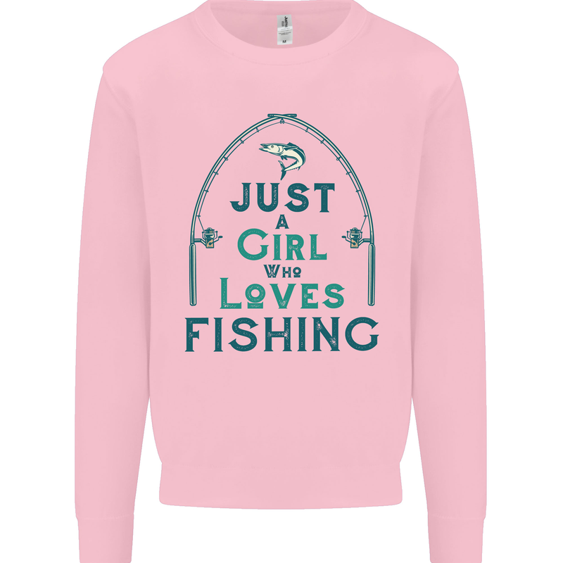 Just a Girl Who Loves Fishing Fisherwoman Mens Sweatshirt Jumper Light Pink