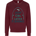 Just a Girl Who Loves Fishing Fisherwoman Mens Sweatshirt Jumper Maroon