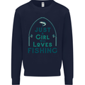 Just a Girl Who Loves Fishing Fisherwoman Mens Sweatshirt Jumper Navy Blue