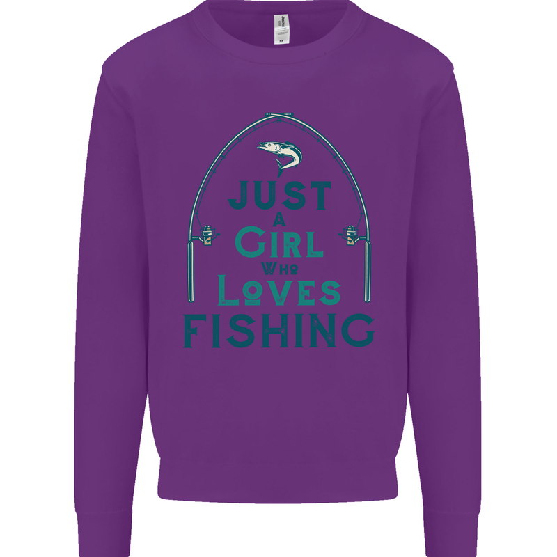 Just a Girl Who Loves Fishing Fisherwoman Mens Sweatshirt Jumper Purple
