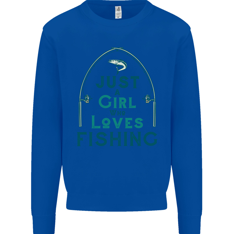 Just a Girl Who Loves Fishing Fisherwoman Mens Sweatshirt Jumper Royal Blue