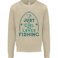 Just a Girl Who Loves Fishing Fisherwoman Mens Sweatshirt Jumper Sand