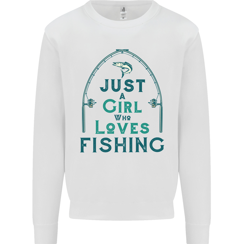 Just a Girl Who Loves Fishing Fisherwoman Mens Sweatshirt Jumper White