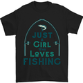 Just a Girl Who Loves Fishing Fisherwoman Mens T-Shirt Cotton Gildan Black