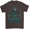 Just a Girl Who Loves Fishing Fisherwoman Mens T-Shirt Cotton Gildan Dark Chocolate