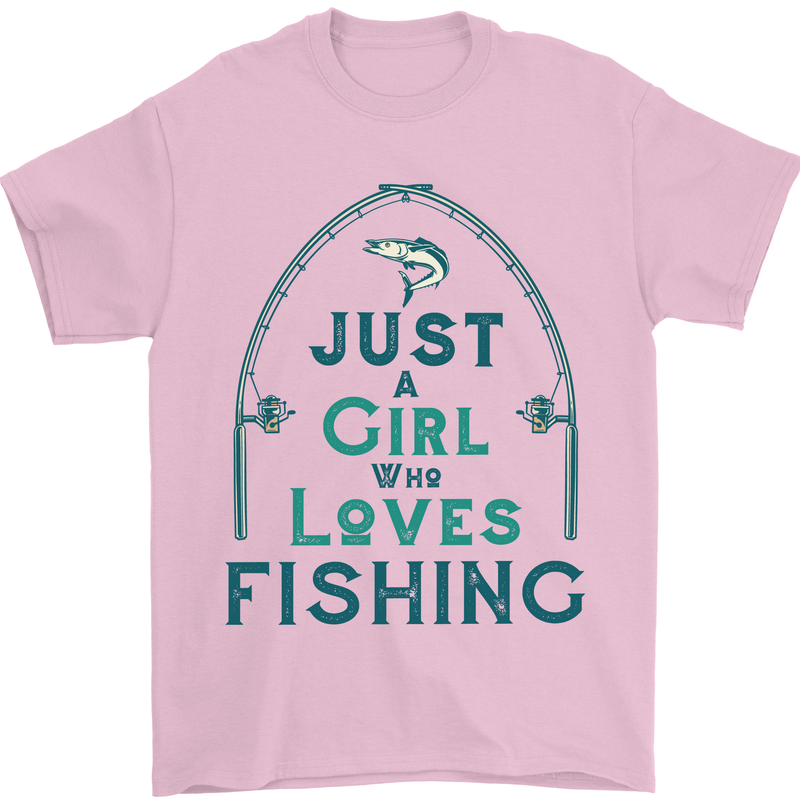 Just a Girl Who Loves Fishing Fisherwoman Mens T-Shirt Cotton Gildan Light Pink