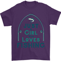 Just a Girl Who Loves Fishing Fisherwoman Mens T-Shirt Cotton Gildan Purple