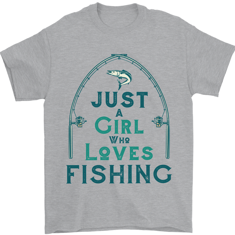 Just a Girl Who Loves Fishing Fisherwoman Mens T-Shirt Cotton Gildan Sports Grey