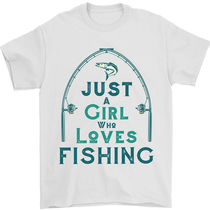 Just a Girl Who Loves Fishing Fisherwoman Mens T-Shirt Cotton Gildan White
