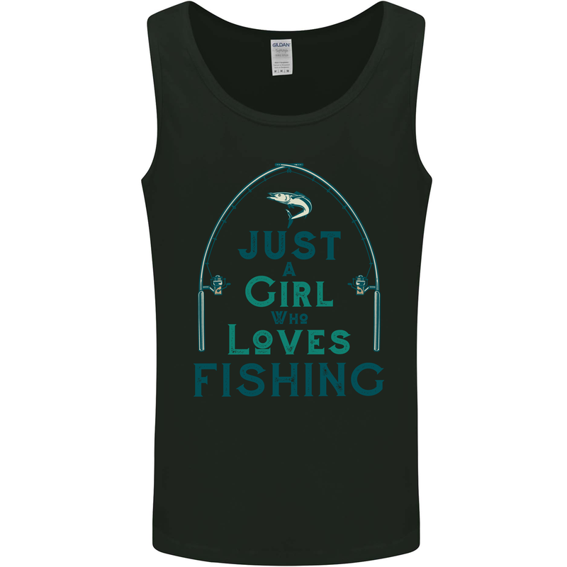 Just a Girl Who Loves Fishing Fisherwoman Mens Vest Tank Top Black