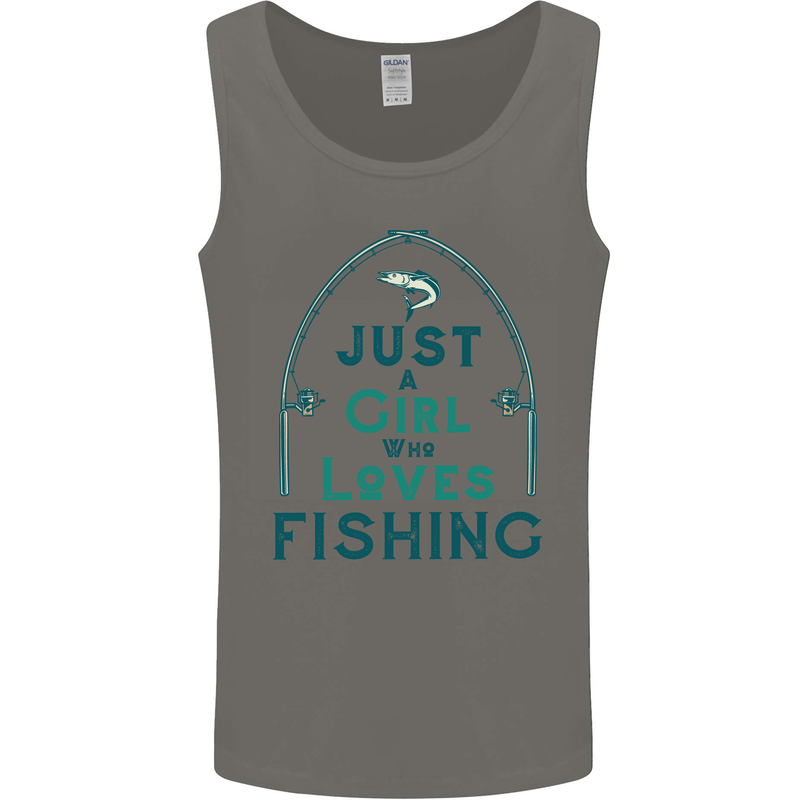 Just a Girl Who Loves Fishing Fisherwoman Mens Vest Tank Top Charcoal