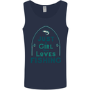 Just a Girl Who Loves Fishing Fisherwoman Mens Vest Tank Top Navy Blue