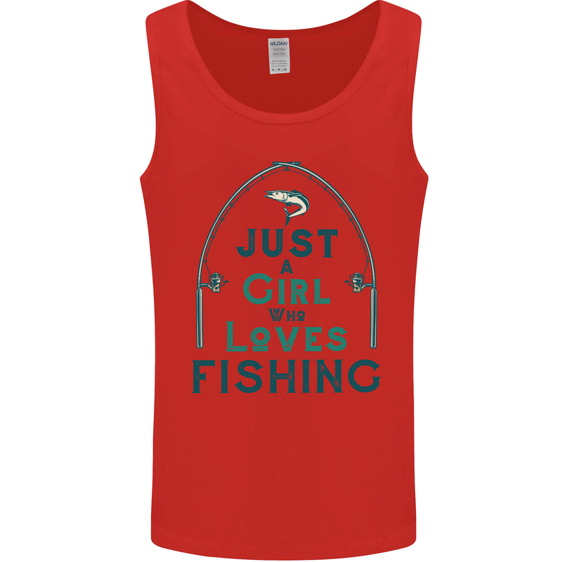 Just a Girl Who Loves Fishing Fisherwoman Mens Vest Tank Top Red