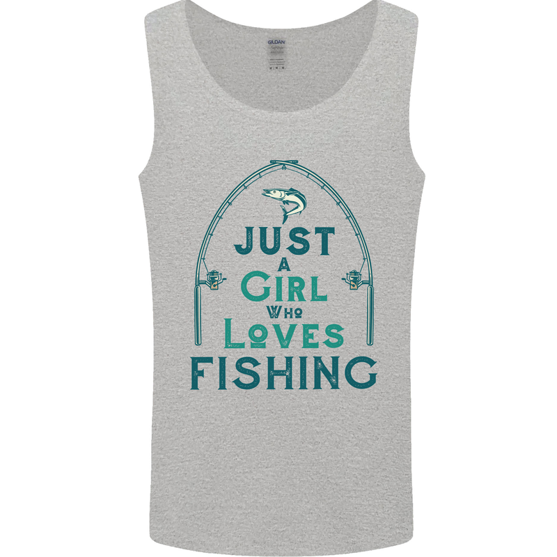 Just a Girl Who Loves Fishing Fisherwoman Mens Vest Tank Top Sports Grey
