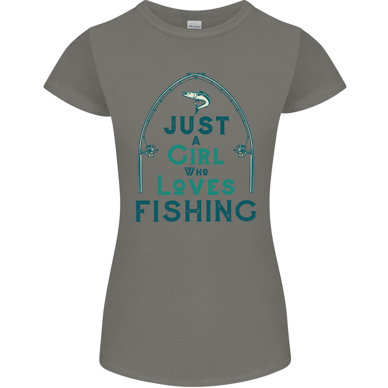 Just a Girl Who Loves Fishing Fisherwoman Womens Petite Cut T-Shirt Charcoal