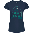Just a Girl Who Loves Fishing Fisherwoman Womens Petite Cut T-Shirt Navy Blue
