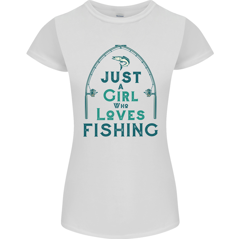 Just a Girl Who Loves Fishing Fisherwoman Womens Petite Cut T-Shirt White