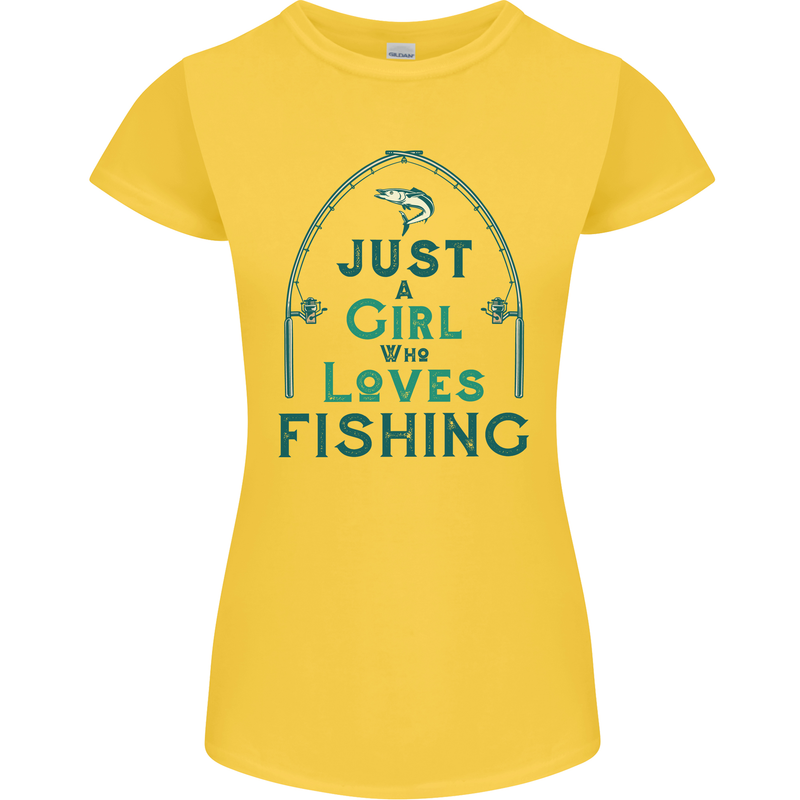 Just a Girl Who Loves Fishing Fisherwoman Womens Petite Cut T-Shirt Yellow