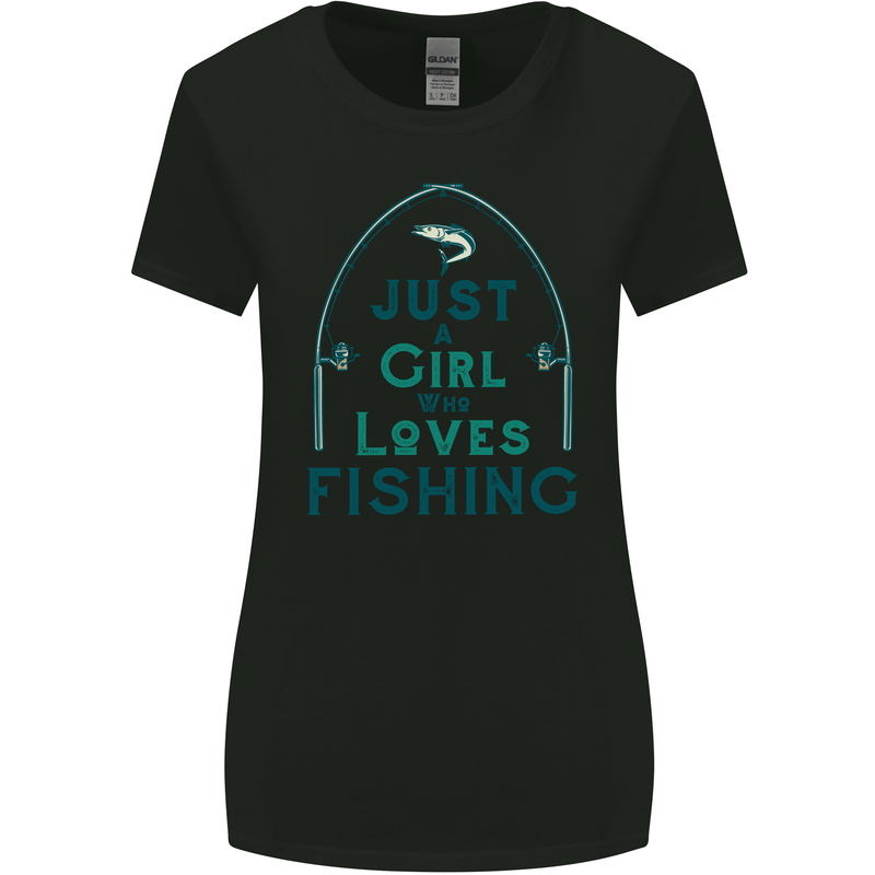 Just a Girl Who Loves Fishing Fisherwoman Womens Wider Cut T-Shirt Black
