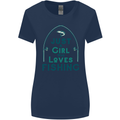 Just a Girl Who Loves Fishing Fisherwoman Womens Wider Cut T-Shirt Navy Blue