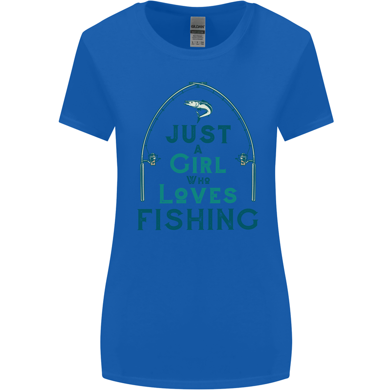 Just a Girl Who Loves Fishing Fisherwoman Womens Wider Cut T-Shirt Royal Blue