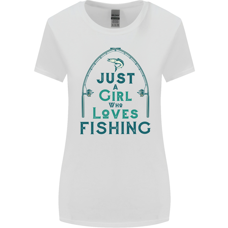 Just a Girl Who Loves Fishing Fisherwoman Womens Wider Cut T-Shirt White