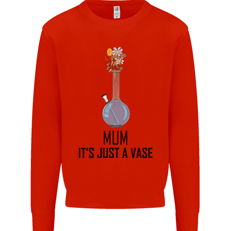 Just a Vase Funny Bong Weed Cannabis Drugs Kids Sweatshirt Jumper Bright Red