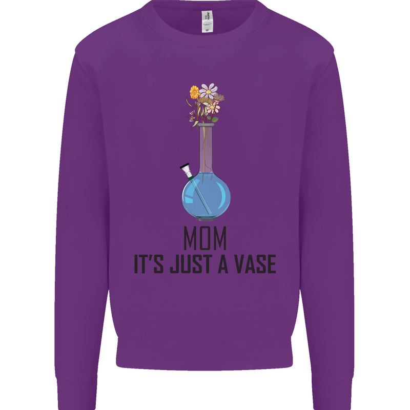 Just a Vase Funny Bong Weed Cannabis Drugs Kids Sweatshirt Jumper Purple