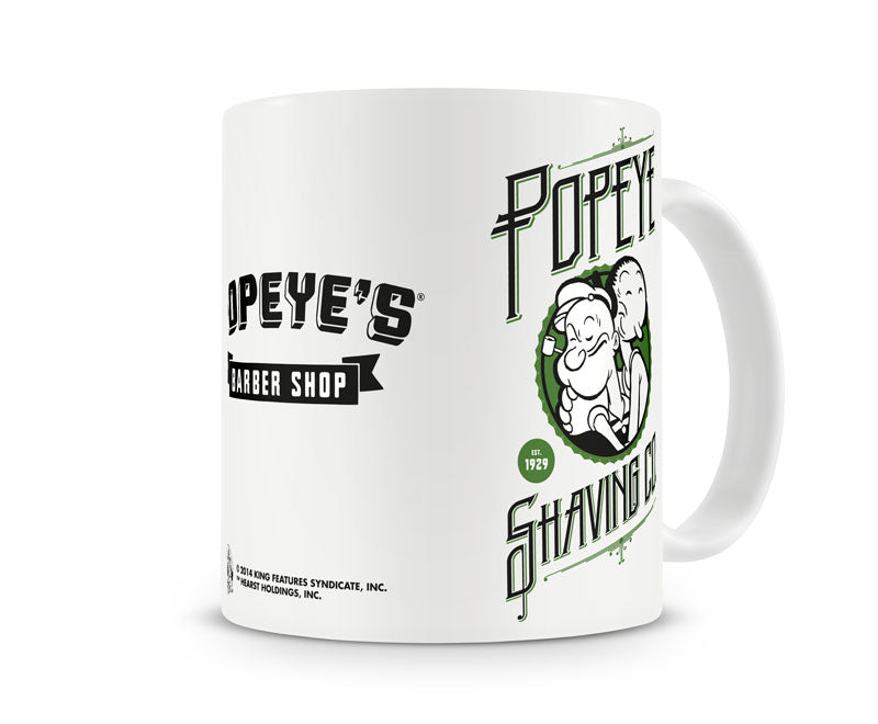 Popeye barber shop white coffee mug training cartoon character 