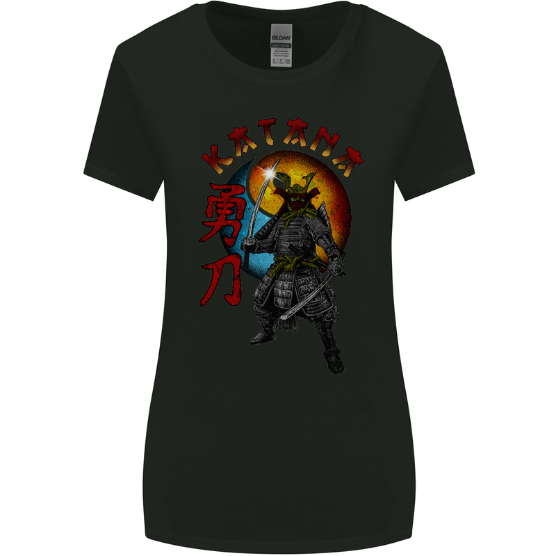 Kanata Japanese Warrior Samurai MMA Womens Wider Cut T-Shirt Black