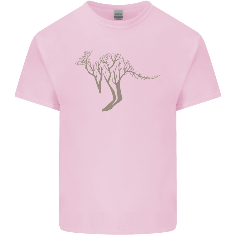 Kangaroo Ecology Mens Cotton T-Shirt Tee Top Light Pink