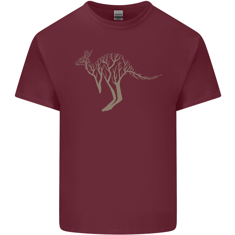 Kangaroo Ecology Mens Cotton T-Shirt Tee Top Maroon