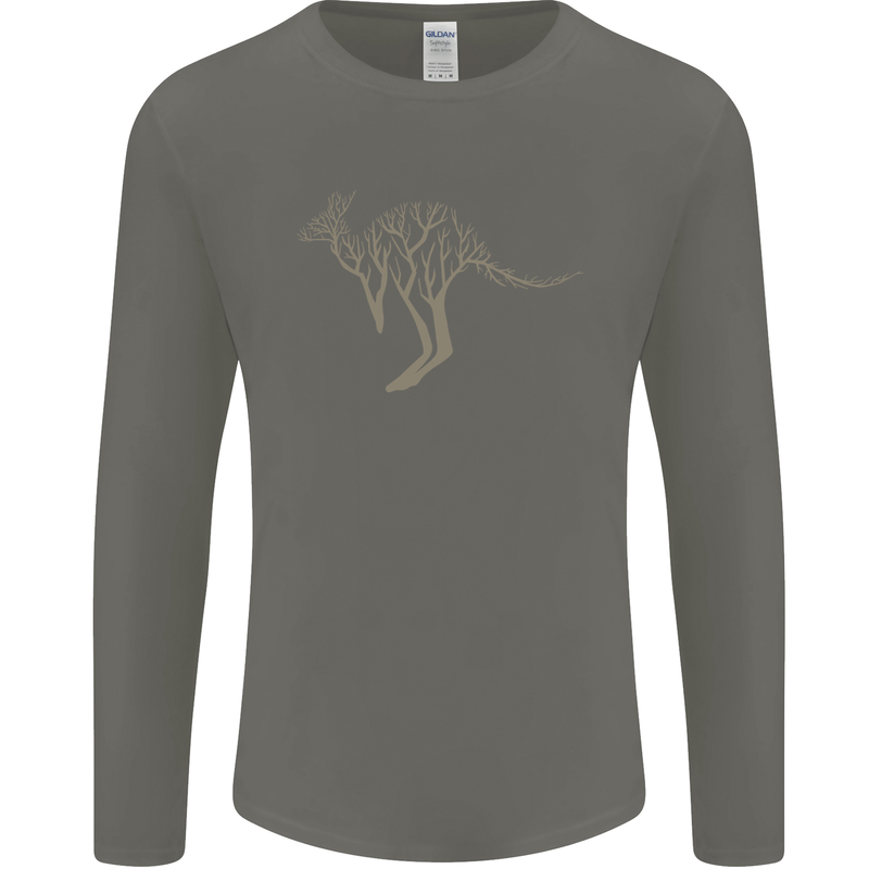Kangaroo Ecology Mens Long Sleeve T-Shirt Charcoal