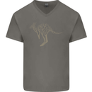 Kangaroo Ecology Mens V-Neck Cotton T-Shirt Charcoal